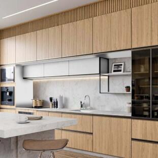 Módulo Armário Aéreo Nicho Micro-Ondas 68x70x43cm 100% MDF Cozinha Modulada Gold J Robel Branco/Hanover