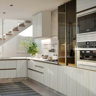 Módulo Armário Aéreo Canto L 88x76x34cm 100% MDF Cozinha Modulada Gold J Robel Fendi/Aspen