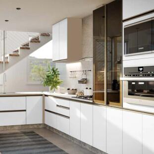 Módulo Balcão 40cm 1 Porta 100% MDF Cozinha Modulada Gold J Robel Fendi/Branco Matte