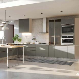 Módulo Balcão 20cm 1 Porta 100% MDF Cozinha Modulada Gold J Robel Fendi/Cinza Matte