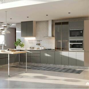 Módulo Balcão 80cm 1 Gaveta 1 Porta Basculante 100% MDF Cozinha Modulada Gold J Robel Fendi/Cinza Matte Módulo Balcão 80cm 1 Gaveta 1 Porta Basculante 100% MDF Cozinha Modulada Gold J Robel Fendi/Cinza Matte