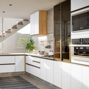 Módulo Balcão 120cm 3 Gavetas 2 Portas 100% MDF Cozinha Modulada Gold J Robel Hanover/Branco Matte Módulo Balcão 120cm 3 Gavetas 2 Portas 100% MDF Cozinha Modulada Gold J Robel Hanover/Branco Matte