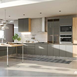 Módulo Paneleiro 172x70x56cm 2 Portas 2 Gavetas 100% MDF Cozinha Modulada Gold J Robel Hanover/Cinza Matte