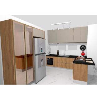 Projeto Marina Cozinha Gold Slim Com Cristaleira Robel Hanover Fendi