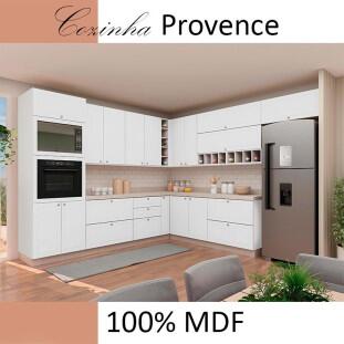 Módulo Armário Aéreo 68x40x56cm 1 Porta 100% MDF Cozinha Modulada Provence Robel Branco/Branco Matte