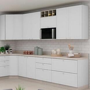 Módulo Armário Aéreo Nicho Micro-Ondas 68x70x43cm 100% MDF Cozinha Provence Robel Branco/Branco Matte
