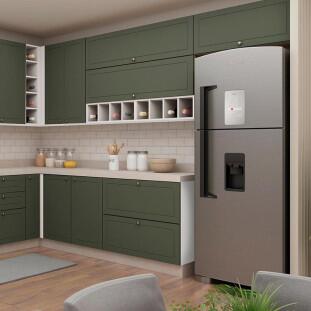 Módulo Armário Aéreo 120cm 1 Porta Basculante 100% MDF Cozinha Provence Robel Branco/Salvia Matte