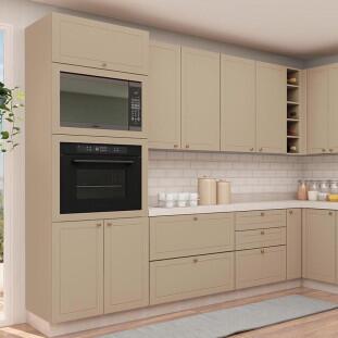 Módulo Torre Quente 172x70x56cm Micro-Ondas Forno 100% MDF Cozinha Provence Robel Fendi/Fendi Matte