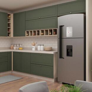 Módulo Armário Aéreo 120cm 1 Porta Basculante 100% MDF Cozinha Provence Robel Fendi/Salvia Matte