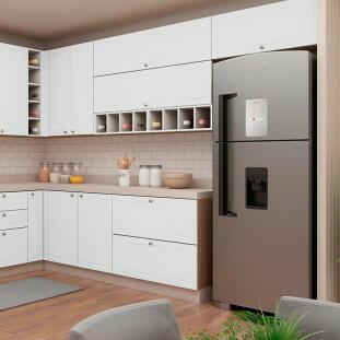 Módulo Armário Aéreo 120cm 1 Porta Basculante 100% MDF Cozinha Provence Robel Hanover/Branco Matte