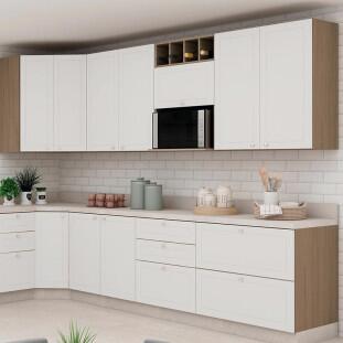 Módulo Armário Aéreo Nicho Micro-Ondas 68x60x43cm 100% MDF Cozinha Provence Robel Hanover/Branco Matte