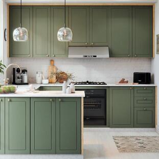 Módulo Armário Aéreo 68x70x56cm 2 Portas 100% MDF Cozinha Provence Robel Hanover/Sálvia Matte