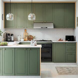 Módulo Armário Aéreo 68x35x34cm 1 Porta 100% MDF Cozinha Modulada Provence Robel Hanover/Salvia Matte