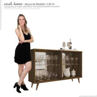 Cristaleira Horizontal Retrô 1.3 Vidro Espelho 4011 JB Bechara Canela