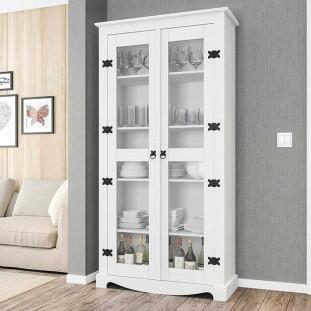 Cristaleira Retrô 2 Portas Vidro 100cm New York RV Móveis Branco