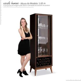 Cristaleira com Adega Vidro Sintra EDN Preto/Naturale