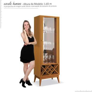 Cristaleira com Adega Vidro Sintra EDN Cedro Natural