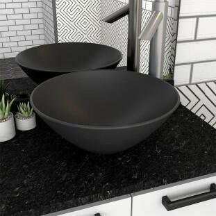 Cuba de Louça Para Banheiro Redonda 35x35 Cuia Cozimax Preto