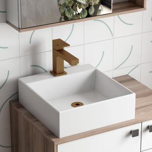 Cuba Para Banheiro 35x37x11cm Mármore Sintético Cubo Cozimax Branco