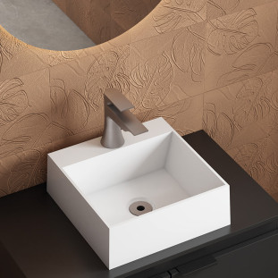 Cuba Para Banheiro Quadrada 30x30x11cm Mármore Sintético Cubo Fit Cozimax Branco