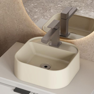 Cuba Para Banheiro 33x31x11cm Mármore Sintético Duna Cozimax Areia