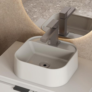 Cuba Para Banheiro 33x31x11cm Mármore Sintético Duna Cozimax Baunilha