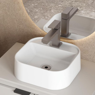 Cuba Para Banheiro 33x31x11cm Mármore Sintético Duna Cozimax Branco