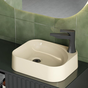 Cuba Para Banheiro 37x30x9cm Mármore Sintético Libra Cozimax Areia