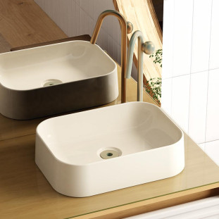 Cuba Para Banheiro 39x29x10cm Mármore Sintético Luna Cozimax Areia