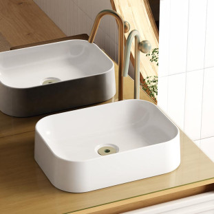 Cuba Para Banheiro 39x29x10cm Mármore Sintético Luna Cozimax Branco