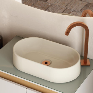 Cuba Para Banheiro Oval 43x25x8cm Mármore Sintético Nimbus Cozimax Areia