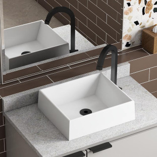 Cuba Para Banheiro 31x27x10cm Mármore Sintético Prisma Cozimax Branco