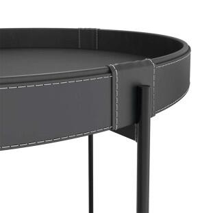 Mesa de Centro Redonda Couro Sintético 60x60x32 Decor Patrimar Preto