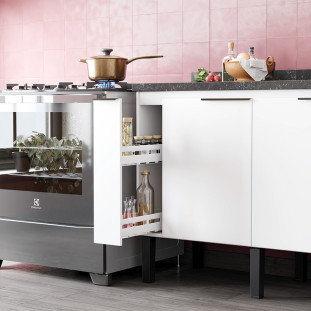 Balcão Buffet Cozinha com Tampo 114x85x51cm Cisne 120 Cozimax Branco/Jequitiba