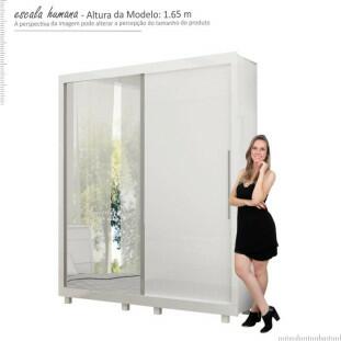 Guarda Roupa Portas de Correr 1 Porta de Espelho Pérola Gelius Branco