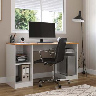 Escrivaninha Mesa Computador 136cm Encanto Patrimar Branco/Cinamomo