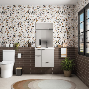 Espelho Para Banheiro Madeira 60x85x2cm Bisotê Cozimax Nude