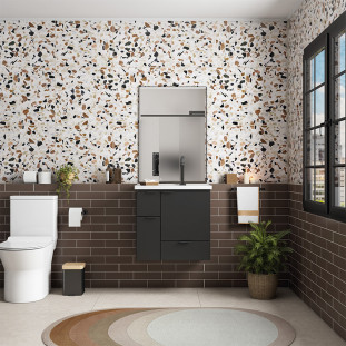 Espelho Para Banheiro Madeira 60x85x2cm Bisotê Cozimax Preto