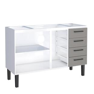 Gabinete de Aço Para Pia 140cm 3 Portas Juno/Apolo 4 Gavetas Cozimax Cinza Argila