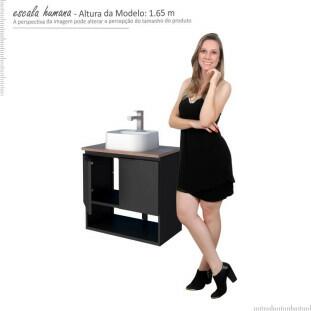 Gabinete Para Banheiro Aço Pequi 60 Com Cuba Duna Cozimax Preto