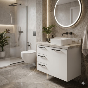 Gabinete Banheiro Aço Para Bancada 60x55x33cm Sem Lavatório Ameixa 60 Cozimax Branco