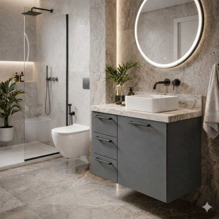 Gabinete Banheiro Aço Para Bancada 60x55x33cm Sem Lavatório Ameixa 60 Cozimax Cinza