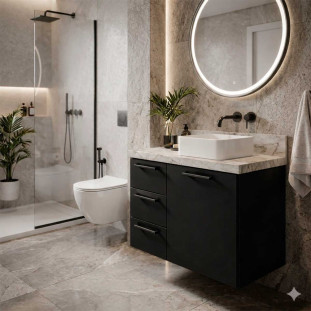 Gabinete Banheiro Aço Para Bancada 60x55x33cm Sem Lavatório Ameixa 60 Cozimax Preto