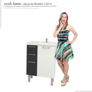 Gabinete Para Banheiro Aço Cereja 60 Cozimax Branco/Preto
