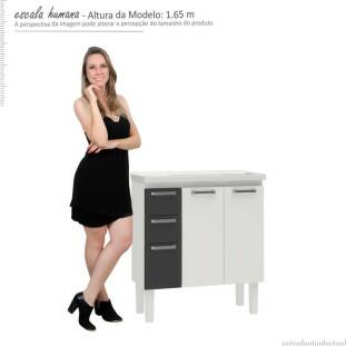 Gabinete Para Banheiro Aço Damasco Com Pés 80 Cozimax Branco/Preto