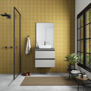 Gabinete Para Banheiro Aço com Cuba Prisma Branca 60x57x44cm Gaia 60 Cozimax Cinza