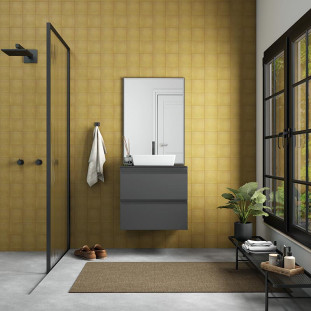 Gabinete Para Banheiro Aço Com Cuba Cubo Preta 60x57x44cm Gaia 60 Cozimax Preto