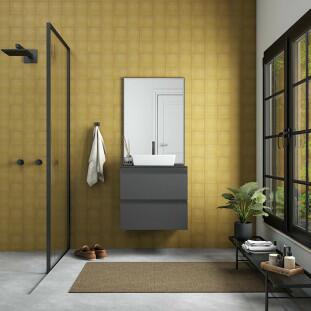 Espelho Para Banheiro Aço Bisotê 60x85x2cm Gaia Cozimax Preto