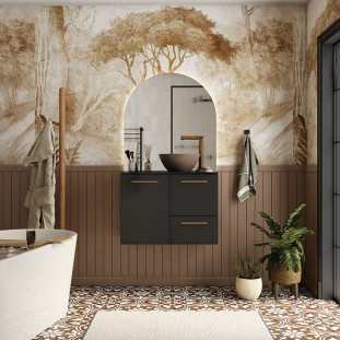 Gabinete Para Banheiro Aço 77x56x45cm Com Cuba Louça Cuia Preta Jambo 80 Cozimax Preto