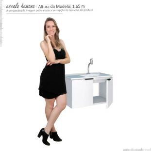 Gabinete Para Banheiro Aço Parati 60 Com Lavatório Cozimax Branco